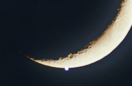 Semi ocultaci�n de Venus por la Luna en creciente. Cr�dito CA.